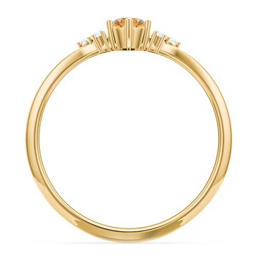 Solitaire Oval with Triple Accents Ring – 18K Gold Plated Silver with Citrine and White Premium Zirconia
