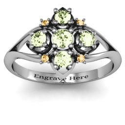 Round Stone "Beehive" Bloom Ring with Acccents
