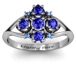 Round Stone "Beehive" Bloom Ring with Acccents