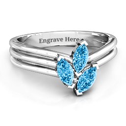 Triple Marquise Collage Ring in 925 Sterling Silver with Blue Topaz
