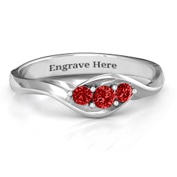 Triple Stone Swirl Ring in 925 Sterling Silver