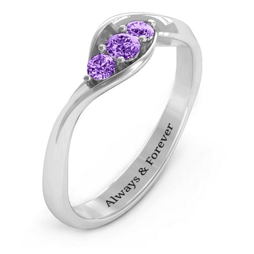 Triple Stone Swirl Ring