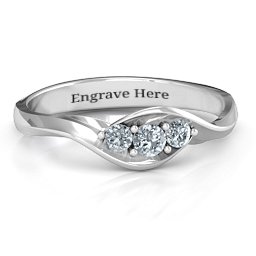 Triple Stone Swirl Ring in 925 Sterling Silver with Cubic Zirconia