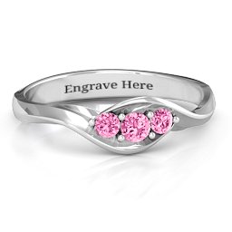 Triple Stone Swirl Ring in 925 Sterling Silver with Pink Tourmaline