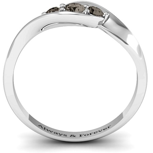 Triple Stone Swirl Ring – Sterling Silver with Smokey Quartz