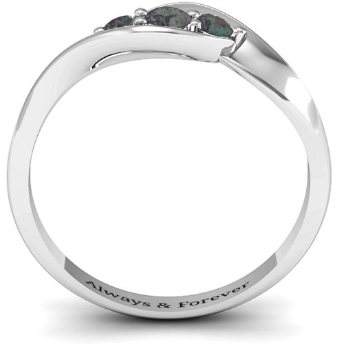 Triple Stone Swirl Ring – Sterling Silver with Alexandrite
