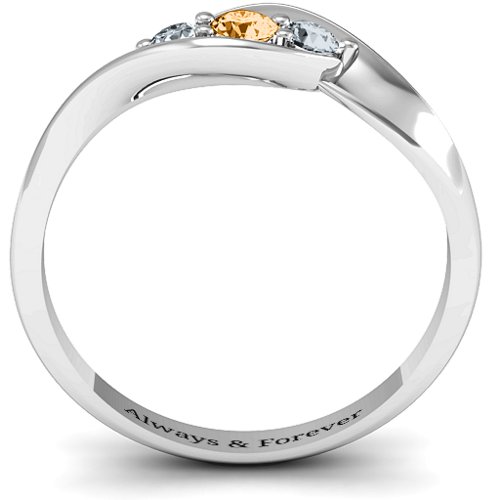 Triple Stone Swirl Ring – Sterling Silver with Citrine and Cubic Zirconia