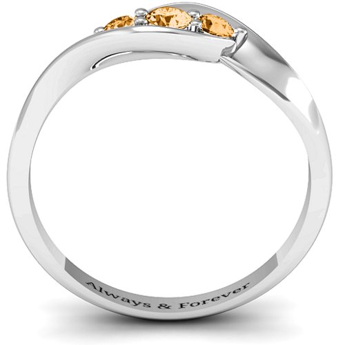 Triple Stone Swirl Ring – Sterling Silver with Citrine