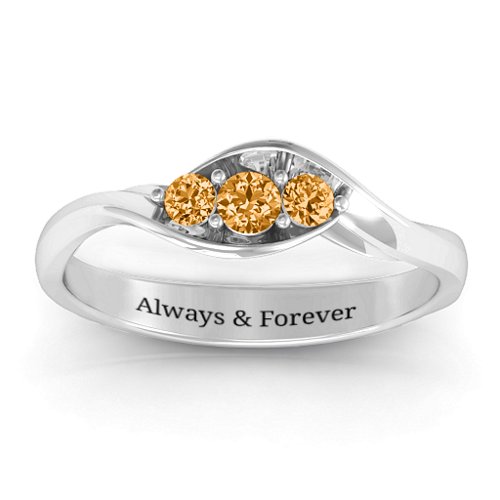 Triple Stone Swirl Ring – Sterling Silver with Citrine