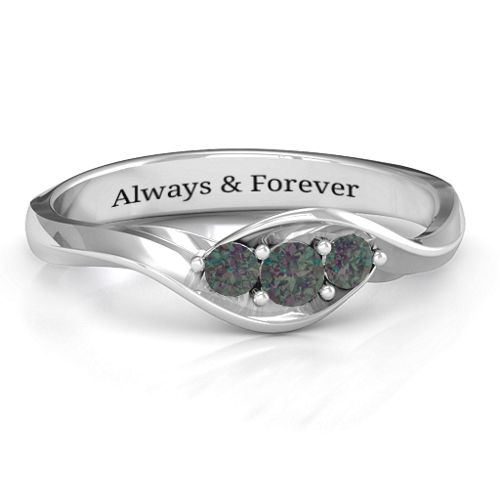 Triple Stone Swirl Ring – Sterling Silver with Alexandrite