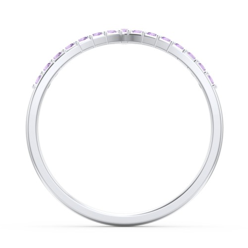 Tiara Accented Stacking Band – 10K White Gold with Amethyst Premium Zirconia
