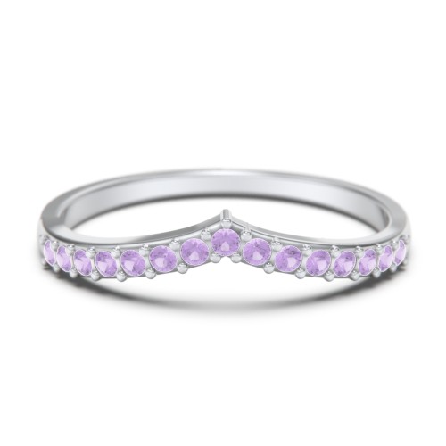 Tiara Accented Stacking Band – 10K White Gold with Amethyst Premium Zirconia