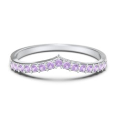 Tiara Accented Stacking Band – 10K Yellow Gold with Amethyst Premium Zirconia