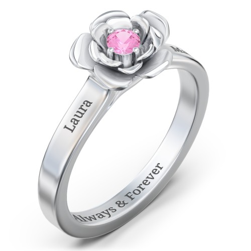 Flourish Rose Ring – Sterling Silver with Pink Sapphire
