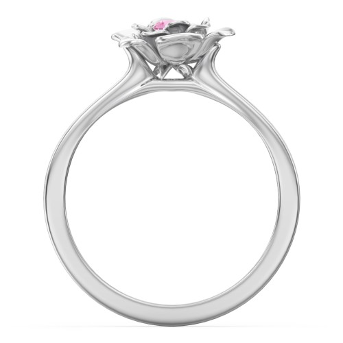Flourish Rose Ring – Sterling Silver with Pink Sapphire