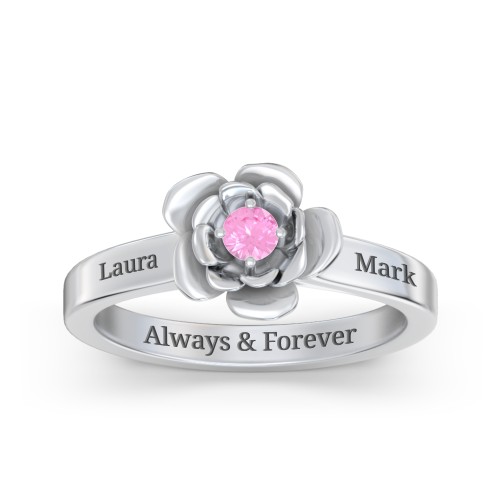 Flourish Rose Ring – Sterling Silver with Pink Sapphire