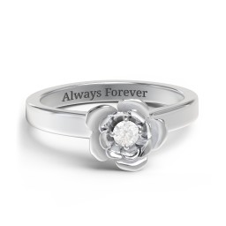 Flourish Rose Ring in 925 Sterling Silver with Diamond