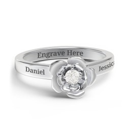 Flourish Rose Ring in 925 Sterling Silver with Cubic Zirconia