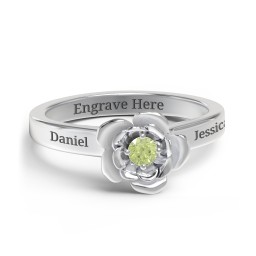 Flourish Rose Ring in 925 Sterling Silver with Peridot
