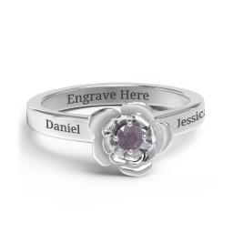 Flourish Rose Ring in 925 Sterling Silver with Alexandrite