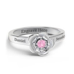 Flourish Rose Ring in 925 Sterling Silver with Pink Tourmaline