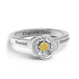Flourish Rose Ring in 925 Sterling Silver with Citrine