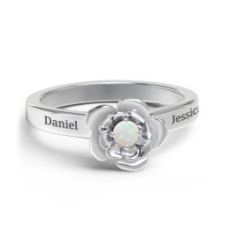 Flourish Rose Ring in 925 Sterling Silver with Opal