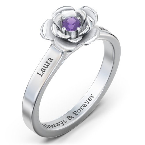 Flourish Rose Ring – Sterling Silver with Amethyst