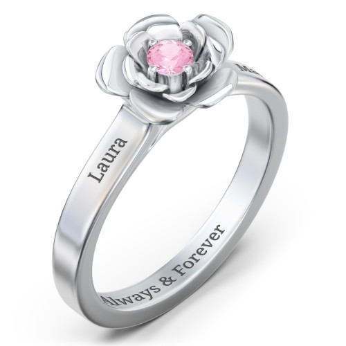 Flourish Rose Ring – Sterling Silver with Pink Tourmaline