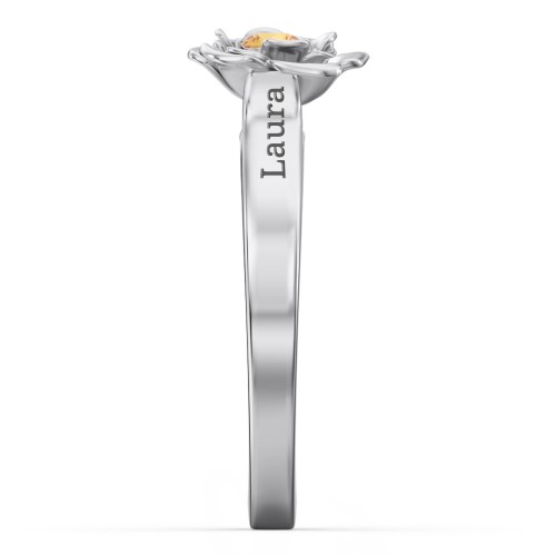 Flourish Rose Ring – Sterling Silver with Citrine