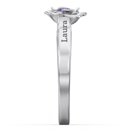Flourish Rose Ring – Sterling Silver with Amethyst