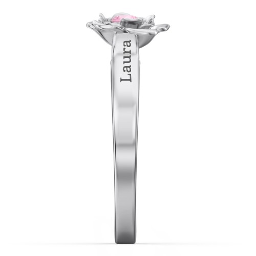 Flourish Rose Ring – Sterling Silver with Pink Tourmaline