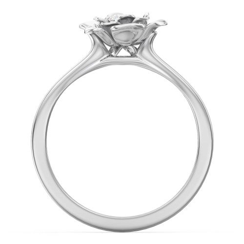 Flourish Rose Ring – Sterling Silver with Diamond