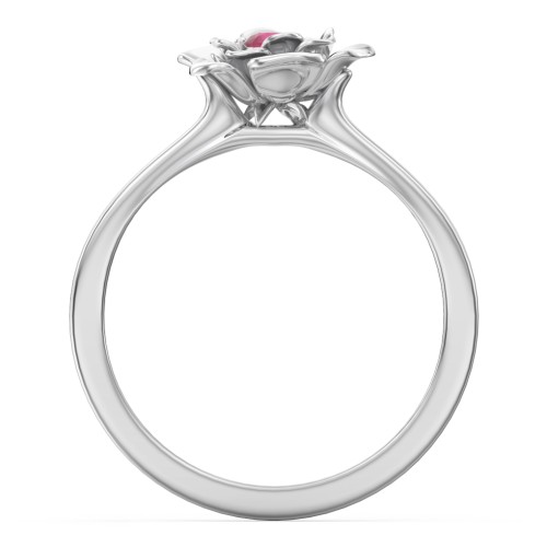 Flourish Rose Ring – Sterling Silver with Ruby