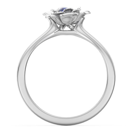 Flourish Rose Ring – Sterling Silver with Blue Sapphire