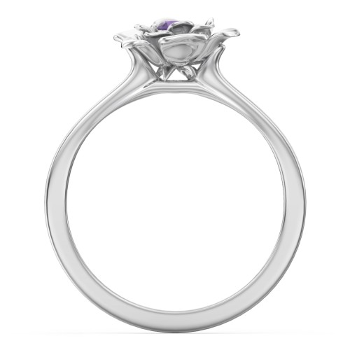 Flourish Rose Ring – Sterling Silver with Amethyst