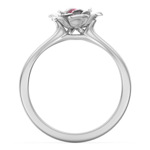 Flourish Rose Ring – Sterling Silver with Ruby