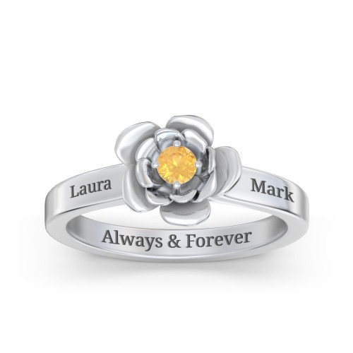 Flourish Rose Ring – Sterling Silver with Citrine