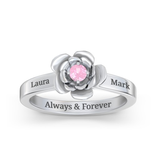 Flourish Rose Ring – Sterling Silver with Pink Tourmaline