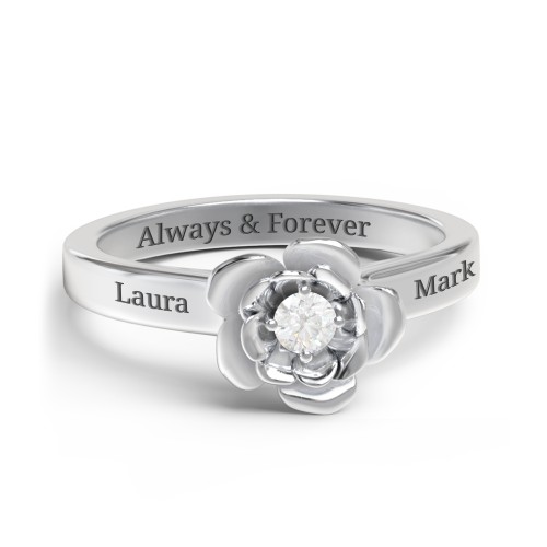 Flourish Rose Ring – Sterling Silver with Diamond