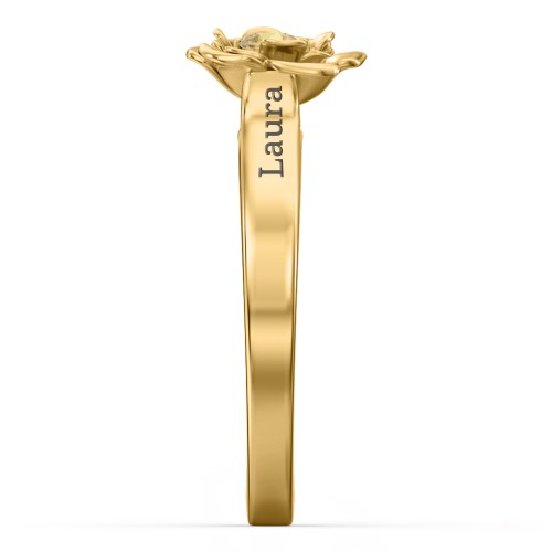 Flourish Rose Ring – 10K Yellow Gold with Citrine