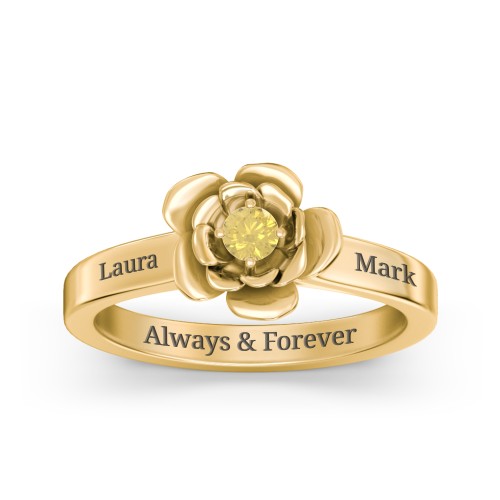 Flourish Rose Ring – 10K Yellow Gold with Citrine