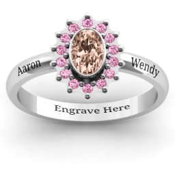 Starburst Ring in 925 Sterling Silver with Morganite and Fancy Pink Premium Zirconia