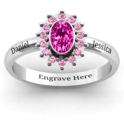 Starburst Ring in 925 Sterling Silver with Pink Tourmaline and Fancy Pink Premium Zirconia