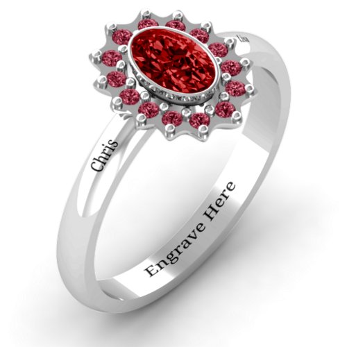 Starburst Ring – Sterling Silver with Garnet and Red Premium Zirconia