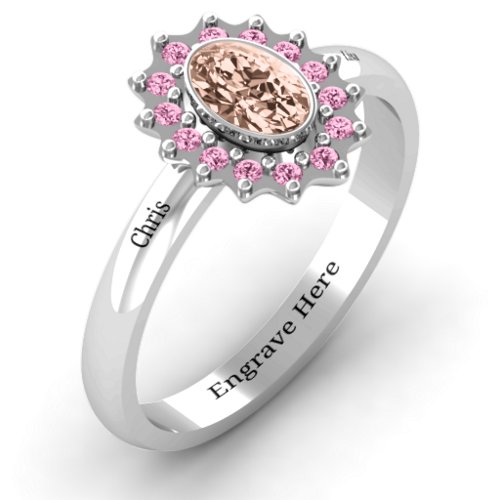 Starburst Ring – Sterling Silver with Morganite and Fancy Pink Premium Zirconia
