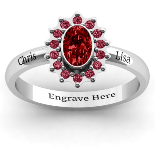 Starburst Ring – Sterling Silver with Garnet and Red Premium Zirconia