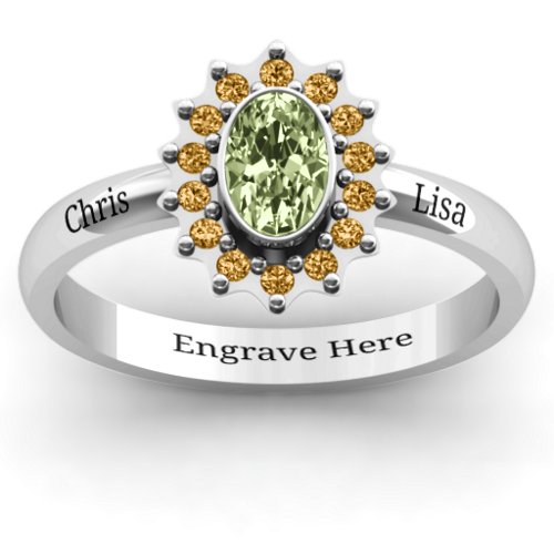 Starburst Ring – Sterling Silver with Peridot and Fancy Yellow Premium Zirconia