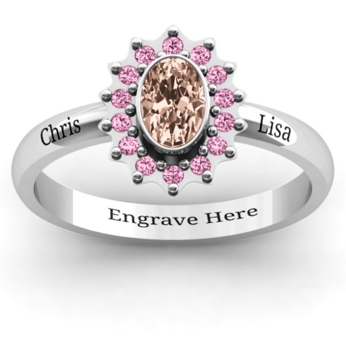Starburst Ring – Sterling Silver with Morganite and Fancy Pink Premium Zirconia