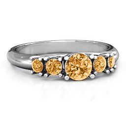 5-Stone Graduated Ring in 925 Sterling Silver with Citrine